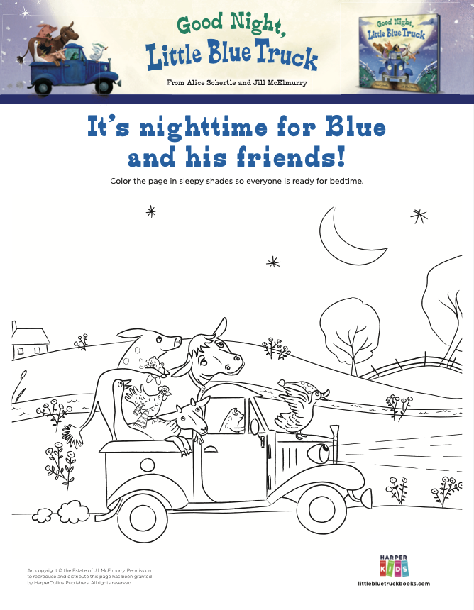 Nighttime for Blue and Friends Coloring Page