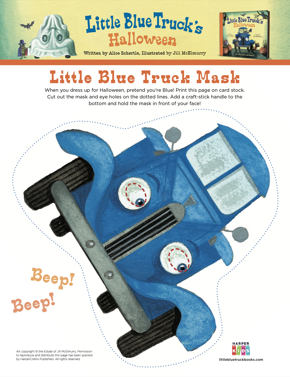 Click to download Little Blue Truck Mask