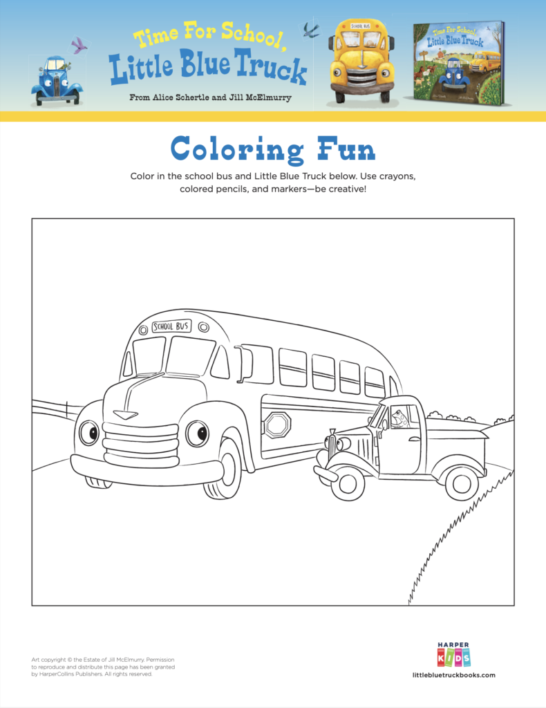 Ride Along to School Coloring Page