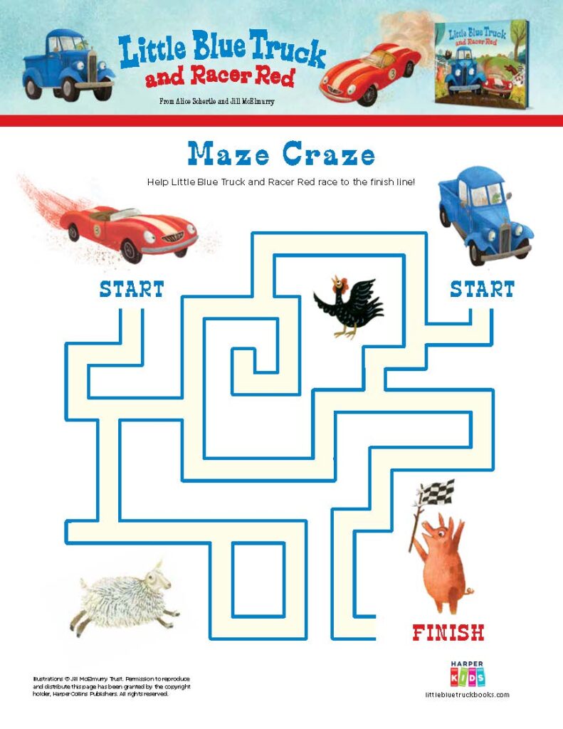 Little Blue Truck and Racer Red Maze Craze